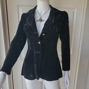 Vintage 70's Black Velvet Blazer Jacket Size S/M